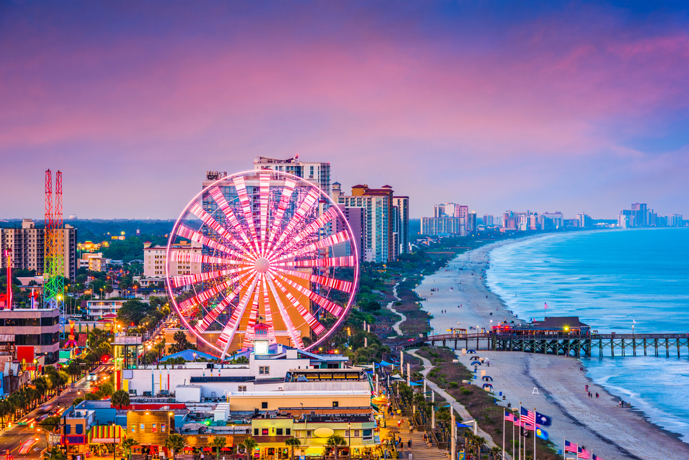 Myrtle Beach at Dusk with Pink Ferris Wheel Time Lapse for Family Vacation-Generation Go Travel
